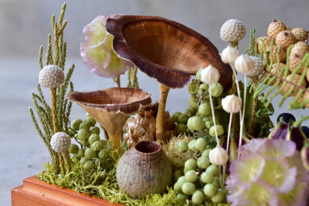 森の奥でひっそりと息づいているような、小さな植物の世界。東京の花屋『叢屋kusamuraya』が手がける、アンティーク調ガラスケースの植物インテリア。