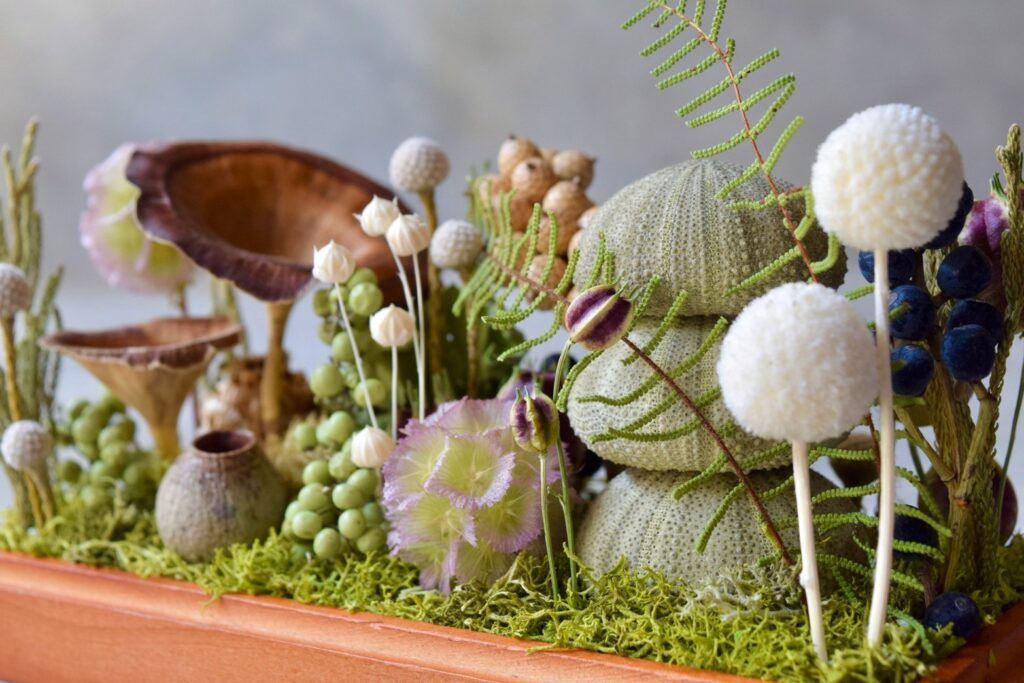 森の奥でひっそりと息づいているような、小さな植物の世界。東京の花屋『叢屋kusamuraya』が手がける、アンティーク調ガラスケースの植物インテリア。