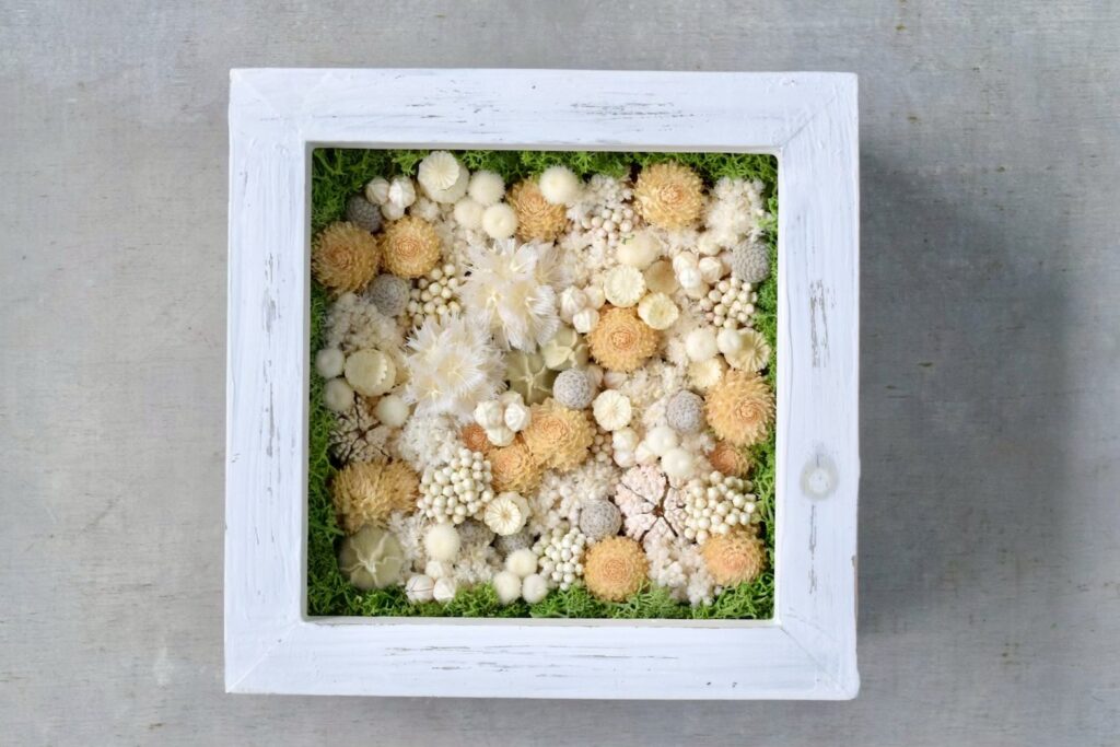 森の奥でひっそりと息づいているような、小さな植物の世界。東京の花屋『叢屋kusamuraya』が手がける、ナチュラルカラーのウッドボックス植物インテリア。