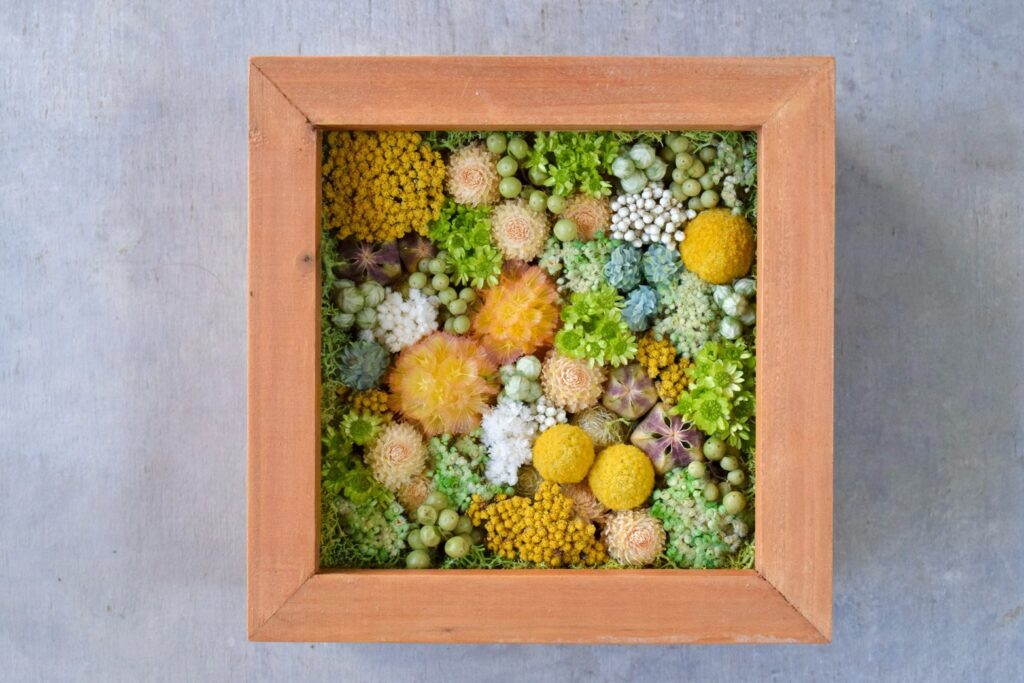 森の奥でひっそりと息づいているような、小さな植物の世界。東京の花屋『叢屋kusamuraya』が手がける、ナチュラルカラーのウッドボックス植物インテリア。