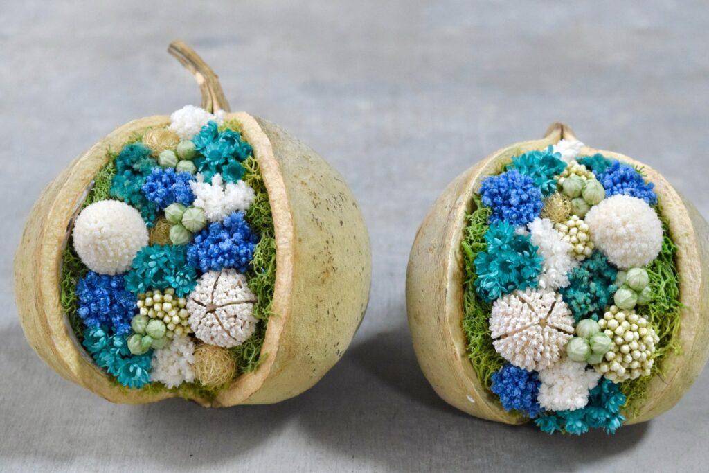 東京の花屋『叢屋kusamuraya』が手がける幸福をもたらすと言われる縁起物のブッダナッツを器にしたドライフラワーアレンジ