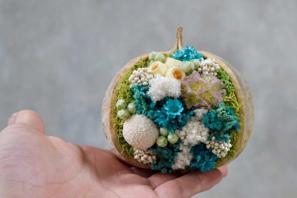 東京の花屋『叢屋kusamuraya』が手がける幸福をもたらすと言われる縁起物のブッダナッツを器にしたドライフラワーアレンジ