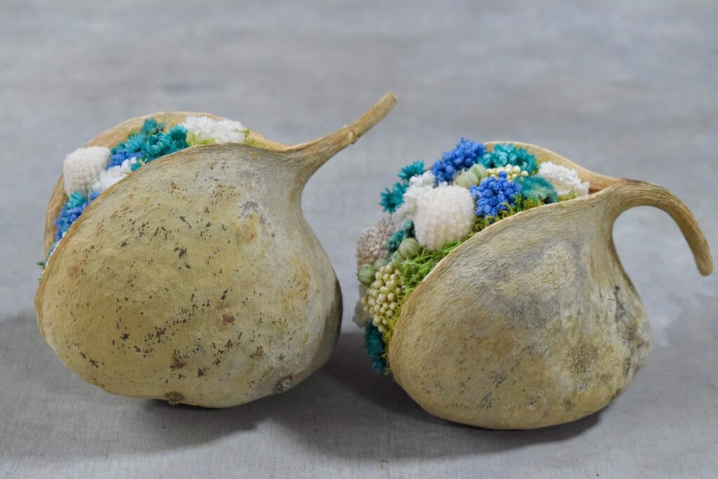 東京の花屋『叢屋kusamuraya』が手がける幸福をもたらすと言われる縁起物のブッダナッツを器にしたドライフラワーアレンジ