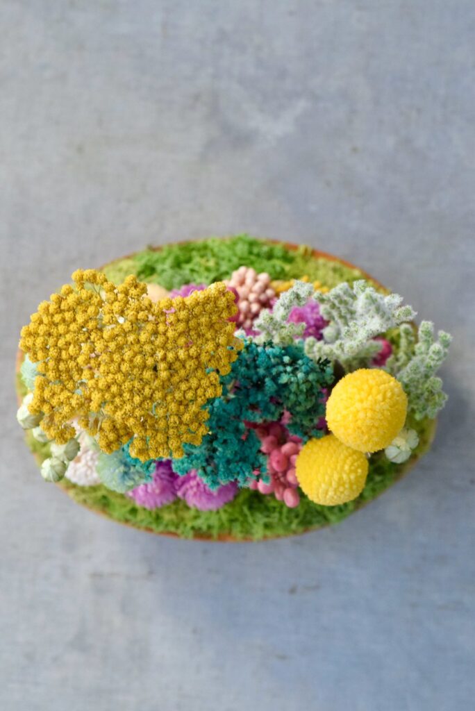 東京の花屋『叢屋kusamuraya』が手がける、手のひらにおさまるフォルムが可愛らしい植物インテリア。瑞々しいグリーンとウッドプレートの温もりが感じられる、ナチュラルなひと品。