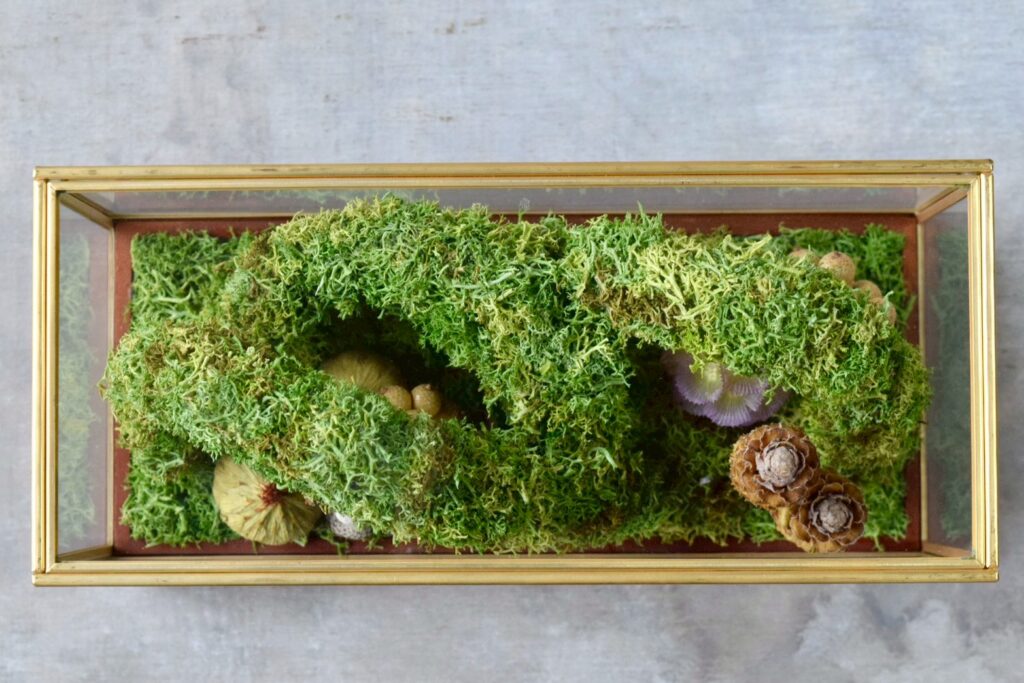 東京の花屋 叢屋Kusamurayaのドライフラワーインテリア雑貨。アンティーク調ガラスケース入りで、自宅用やギフト用に人気のアレンジメント。